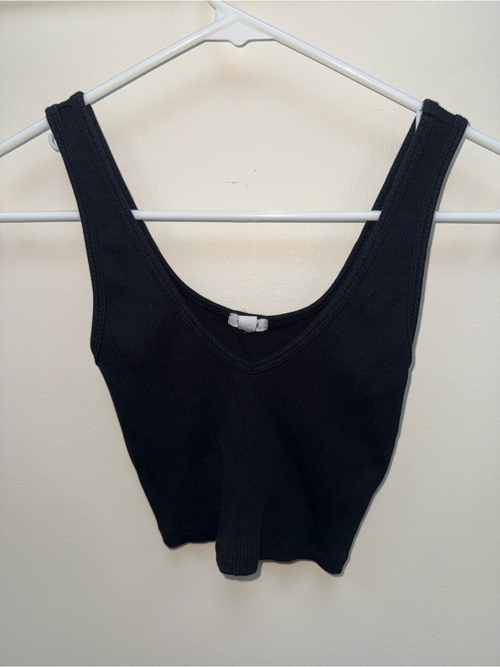 Garage Black Ribbed V-Neck Tank Top
